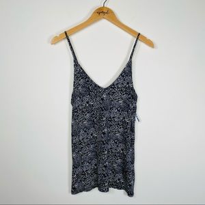 Old Navy Abstarct Floral V-Neck Boho Sleeveless Tank Top Dark Gray Size Small